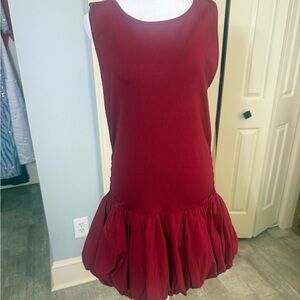 Sleeveless Burgundy Bubble Hem Dress